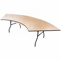 Table ronde pliante de 8 pieds avec plateau en contreplaqué, ensemble de 4 tables combinées en forme de demi-lune incurvée pour hôtel et banquet