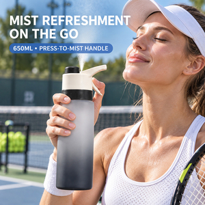 650ml Plastic Mist Spray <b>Sports</b> Water Bottle with Direct-<b>Drink</b> Lid, Integrated Handle and Custom Logo OEM ODM - Product Image 6