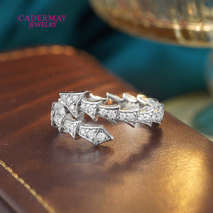 CADERMAY Moissanite Ring S925 Sterling Silver Arrow Shape Pave Setting Unisex Everyday Wear - Product Image 1