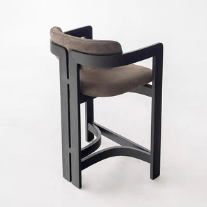 Sgabello da Bar in Legno Massello di Frassino Nero, Design Moderno e Lussuoso Italiano, con Schienale e Poggiapiedi per Isola <span class=keywords><strong>Cucina</strong></span> e Bar Domestico, Australia - Product Image 3