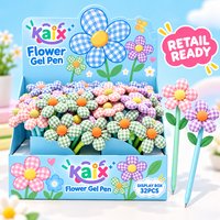 Stylos gel KAIX à fleurs, design élégant, encre gel neutre pour filles, ensembles de stylos à encre gel, dessins animés, 6 couleurs, vente en gros pour cadeau