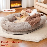 Lit pour chien et chat de luxe moderne pliable, solide et protecteur, extra-large, taille humaine, portable, en tissu, mousse à mémoire de forme, utilisable toutes saisons, surélevé