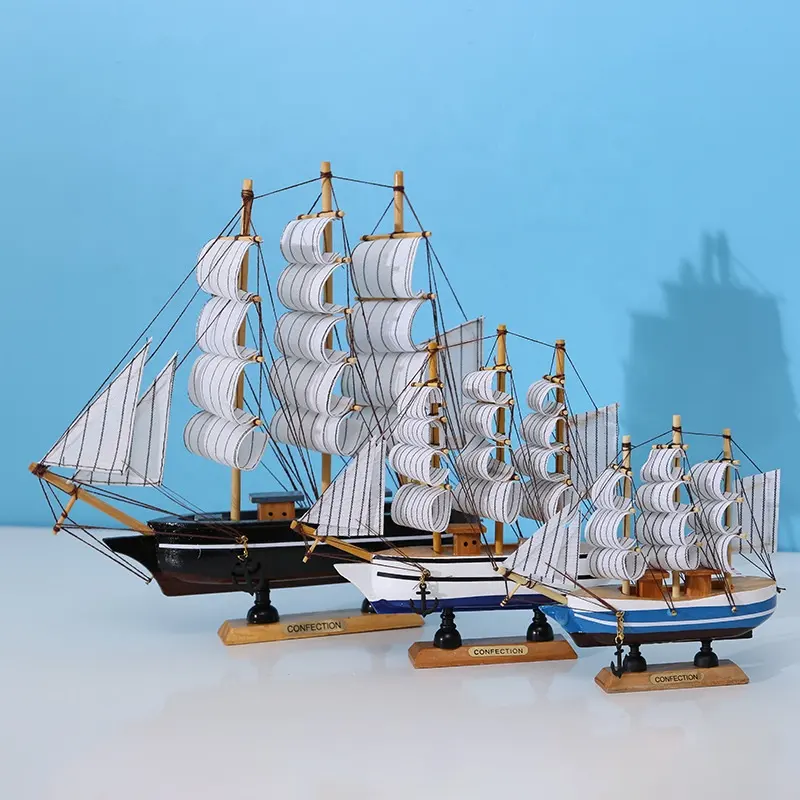 Decorazione per la casa regalo unico su misura mediterraneo ornamento barca a vela mare barche artigianali legno barca a vela modello con la luce