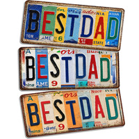Letrero Metálico Vintage con la Frase 'Mejor Papá', Letrero de Metal Rústico y Divertido, Decoración de Pared de Garaje Estilo Antiguo