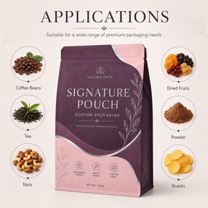 Kantong Kemasan Kopi Teh Camilan Mewah Custom Print 500g Matte Ungu Pink Resealable Zipper Flat Bottom dengan Segel Delapan Sisi - Product Image 3