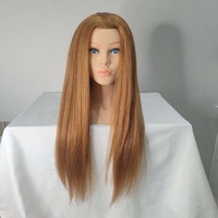 Tête de mannequin 24 pouces, cheveux naturels de haute qualité, modèle de poupée, jolie poupée blonde aux cheveux longs, tête d'entraînement avec épaules