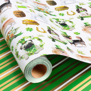 Original design of puppy lucky grass St. Patrick's Day copperplate wrapping <b>paper</b> - Product Image 1