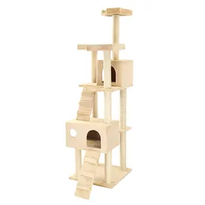 Factory Hot Sell Sisal Natural Luxury Scratching Wooden Cat Tree For Medium Or Big Cats