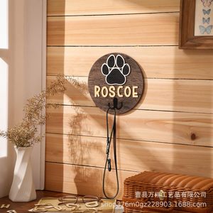 Wooden Pet Collar <b>Hook</b> Wall Mounted Round Brown Leash Storage Rack For Cat Dog Home Use - Product Image 2