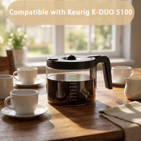 Carafe à café en verre borosilicate ISO 9001 FDA 1,8 L 12 tasses, base de 153,7 mm, compatible Keurig K DUO 5100, vente en gros