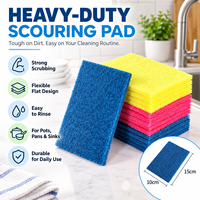 Ensemble de tampons à récurer en polyester tricolores avec toile en fibres de polyester grossières, outil de nettoyage pour la maison, la cuisine, les éviers, les casseroles et les poêles