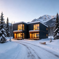 Maison modulaire en conteneurs maritimes à deux étages, unité double, maison préfabriquée en conteneurs, cabane de vacances en montagne