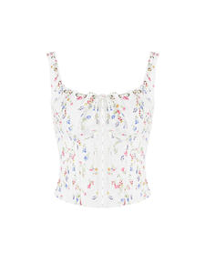 Top corto nuevo de verano Sexy para mujer con estampado personalizado Top de camisola informal floral ajustado para niña - Product Image 5