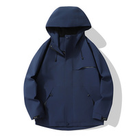 Veste d'extérieur déperlante à capuche unisexe couleur unie fermeture éclair complète coupe-vent résistant à l'eau vestes coupe-vent d'extérieur