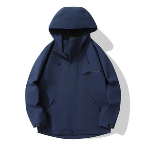 <span class=keywords><strong>Veste</strong></span> d'extérieur déperlante à capuche unisexe couleur unie fermeture éclair complète coupe-vent résistant à l'eau vestes coupe-vent d'extérieur - Product Image 5