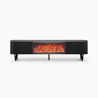 Meuble TV de luxe moderne pour salon et hôtel avec foyer à flamme simulée 3D, affichage de la flamme, en MDF et métal, compatible avec les téléviseurs de 65 pouces et plus