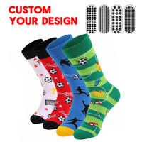 Chaussettes de sport à motif jacquard, antidérapantes, absorbant la transpiration, anti-frottement, sur le thème du football, pour les fans de football, vente en gros