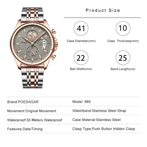 POEDAGAR Luxury Men Watch Business Waterproof Date Chronograph Full Steel Quartz Men Wrist Watches Male <b>Clock</b> Reloj Hombre Dress - Product Image 5