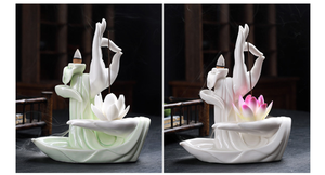 Bruciatore di <span class=keywords><strong>Incenso</strong></span> <span class=keywords><strong>a</strong></span> Riflusso Elettrico Antivento con Supporto <span class=keywords><strong>a</strong></span> <span class=keywords><strong>Cascata</strong></span>, Mano di Buddha Bianca, Confezione Personalizzata, Nuovo - Product Image 3