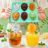 Moule à glaçons en silicone tête de lion à dissolution lente, grand format, 6 cavités, plateau à glaçons 3D en forme d'animal, idéal pour le whisky et les refroidisseurs de bar