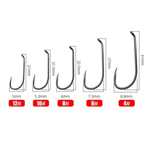 20 pièces 60 degrés gabarit <span class=keywords><strong>nymphe</strong></span> Streamer crochet 12 #-4 # barbelé sans barbe mouche attachant des crochets mouche crochet de pêche à la mouche - Product Image 2