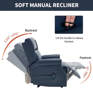 Cuir synthétique ciré bleu Manuel 155 °   <span class=keywords><strong>Fauteuil</strong></span> inclinable avec massage et chaleur, sans outils, robuste - Product Image 5