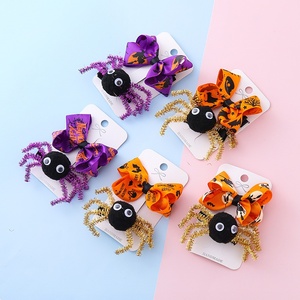 Accessoires capillaires en tissu à motif de dessin animé pour enfants, transfrontaliers, pour Halloween : Nœuds et pinces à cheveux fantaisie 3D en forme d'araignée pour costumes de fête - Product Image 1