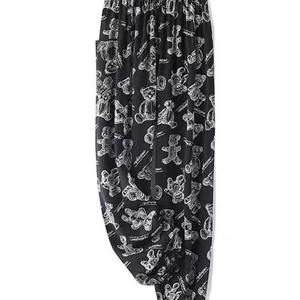 Pijama de estilo para mujer, verano, transpirable, fibra de viscosa, cintura elástica, conjunto de Pijama ligero con puños sueltos para el hogar, ropa informal - Product Image 4