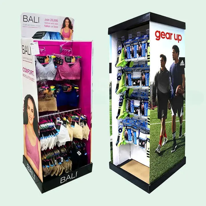 Kunden spezifische Supermarkt Kleid Haken Display Rack Karton Boden Display Stand Unterwäsche Socken Haken Display