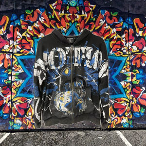 Sudadera con Capucha de Alta Calidad, 100% Algodón, Tejida, con Cierre, Gruesa, para Invierno, con Letras, Resistente al Viento, Estilo Y2K, Hip Hop, Unisex, Mezcla de Emociones - Product Image 3