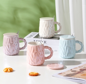 Nordic Style 15 Oz Colorful Tea Milk Coffee <b>Cup</b> <b>Cold</b> Drinking <b>Cups</b> Porcelain Mugs Cute Ceramic Mug With Twist Handle - Product Image 2