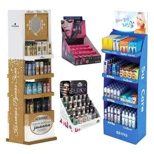 Custom Product Hairbrush Display Unit Perfume Glass Cosmetic Makeup Shop Countertop Cardboard Cosmetic Display Stand