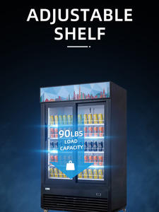 Réfrigérateur américain vertical à double porte vitrée, congélateur à blast, grande capacité, pour la vente au détail de produits surgelés et de crème glacée - Product Image 6