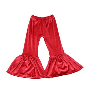 Pantaloni a Zampa per Bambine Autunno Inverno, <span class=keywords><strong>Leggings</strong></span> a Campana in <span class=keywords><strong>Velluto</strong></span> con Volant, Taglie Forti - Product Image 1