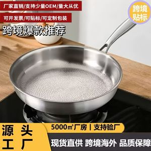 กระทะเหล็กกล้าไร้สนิมแบบตอกลายพร้อมฝาปิด 32C กระทะสเต็กทรงกลมเคลือบสารกันติด สำหรับใช้ในครัวเรือน - Product Image 5