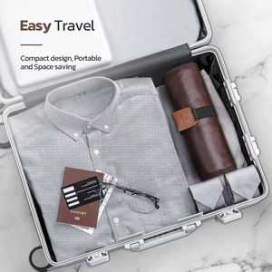 Organisateur de cosmétiques de voyage pliable imperméable en PU, vintage, suspendu, roulant, portable, pour salle de bain en plein air, camping, maquillage - Product Image 5