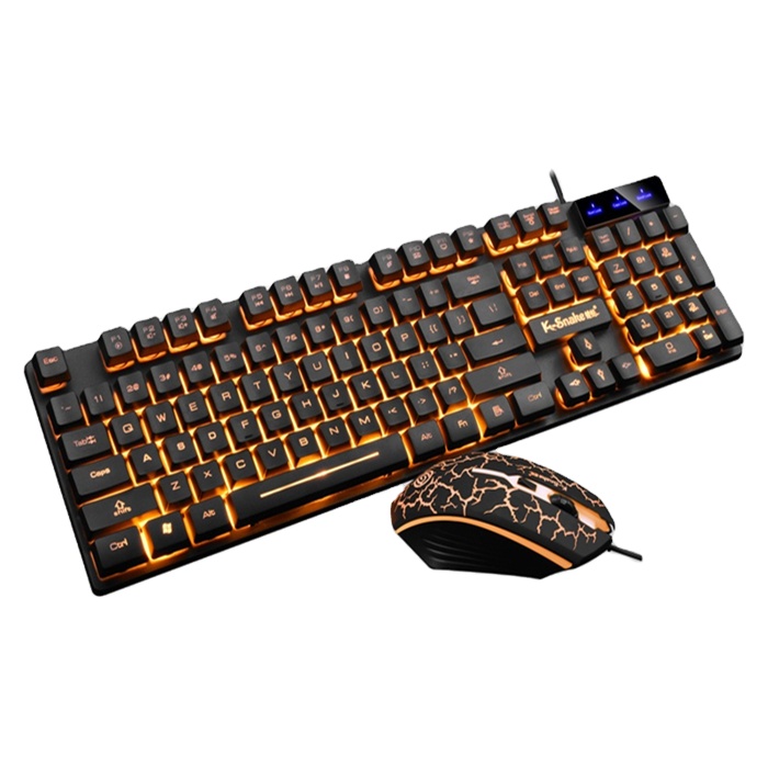 KM320 サスペンデッド快適オレンジバックライトLEDキーボードとマウス