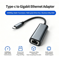 Adaptador Gigabit Ethernet Plug and Play, USB-C a RJ45 1000Mbps, Dongle LAN con Cable Trenzado de Aluminio para MacBook, PC, Windows, MacOS, Linux
