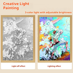 Lampe LED <span class=keywords><strong>One</strong></span> <span class=keywords><strong>Piece</strong></span> <span class=keywords><strong>Luffy</strong></span> avec <span class=keywords><strong>cadre</strong></span> en bois et boîte à lumière et ombre pour chambre à coucher - Product Image 4