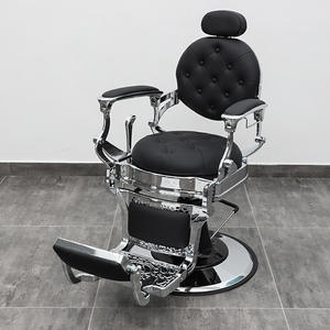เก้าอี้ตัดผมสไตล์โบราณสีแดงเงินสำหรับร้านตัดผม ขาย - Product Image 4