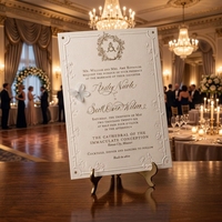 Invitations de mariage de luxe professionnelles avec cadre baroque orné en relief 3D, dorure à chaud et ensemble d'enveloppes et de doublures de cartes