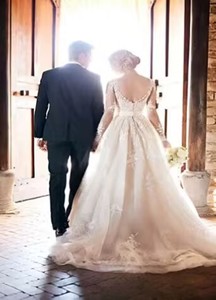 New Design Pink V Neck Long Sleeve Ball Gown Ruffles Lace Beaded <strong>Belt</strong> Plus Size Elegant <strong>Wedding</strong> <strong>Dresses</strong> <strong>for</strong> Bride - Product Image 3