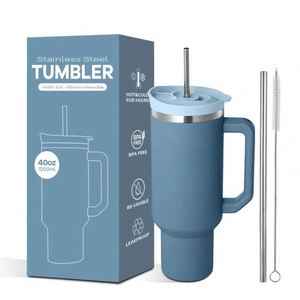New 40oz Tumbler <b>With</b> <b>Straw</b> 304 Stainless Steel Insulation Wide Mouth Car Tumbler Cup <b>with</b> New Handle&<b>Straw</b> Lid Vacuum Car Mugs - Product Image 1