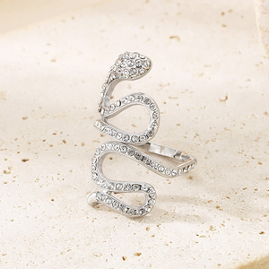 Anillo de Serpiente con Incrustaciones de Diamantes de Imitación, Diseño Nuevo, Acero Inoxidable, Chapado en Oro, Ajustable, Abierto, Joyería para el Dedo - Product Image 2