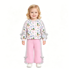 Robe barboteuse personnalisée pour bébés filles, imprimé fleurs et nœuds, collection fêtes, vente en gros, assortie, mignonne, en coton biologique, prix d'usine boutique - Product Image 2