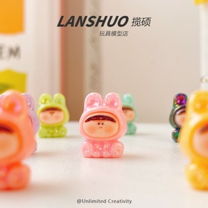 Figurine en résine de lapin de dessin animé, studio créatif DIY, décoration miniature pour la maison, artisanat fait main, cadeau - Product Image 2