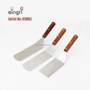 01 w03 acciaio inossidabile di alta qualità 8 "6" Grill BBQ spatola raschietto Pizza turner merbau manico in legno tornitore scanalato