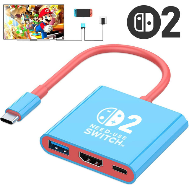 For Switch2 Dock HDMI 4K USB3.0 Hub Adapter USB Splitter TV Portable Docking Station for NDS Switch2 Laptops PC iPad MacBook Air