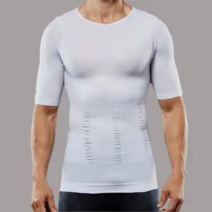 Men Slim Body Shaper Compression Vest Underwear Men Slim Lift Shapewear Slimming Shirt Crocheted Black White Body Shaping