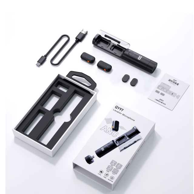 Handheld Interview Stick Wireless Lavalier Microphone Magnetic Charging Compartment Live Streaming Lavalier Wireless Microphone